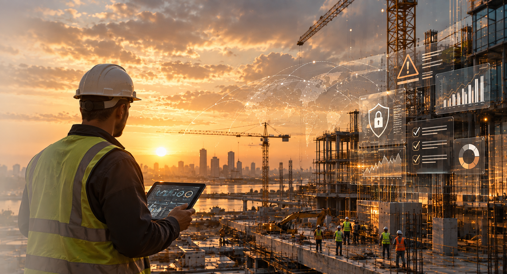 Cybersecurity risk assessment visualization in a construction environment